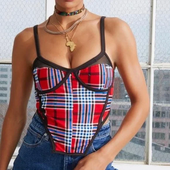 Lustful Calls Plaid Bustier Top - Picture 2 of 2